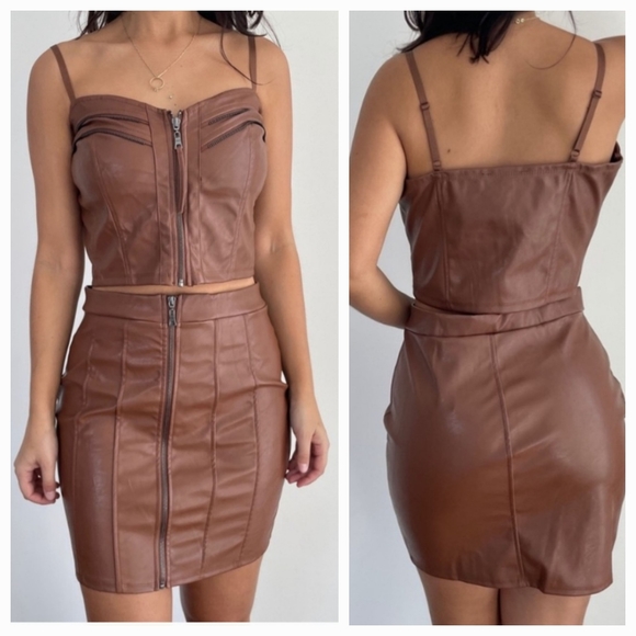 Haute Monde Dresses & Skirts - COPY - HAUTE MONDE FAUX LEATHER 2 PIECE